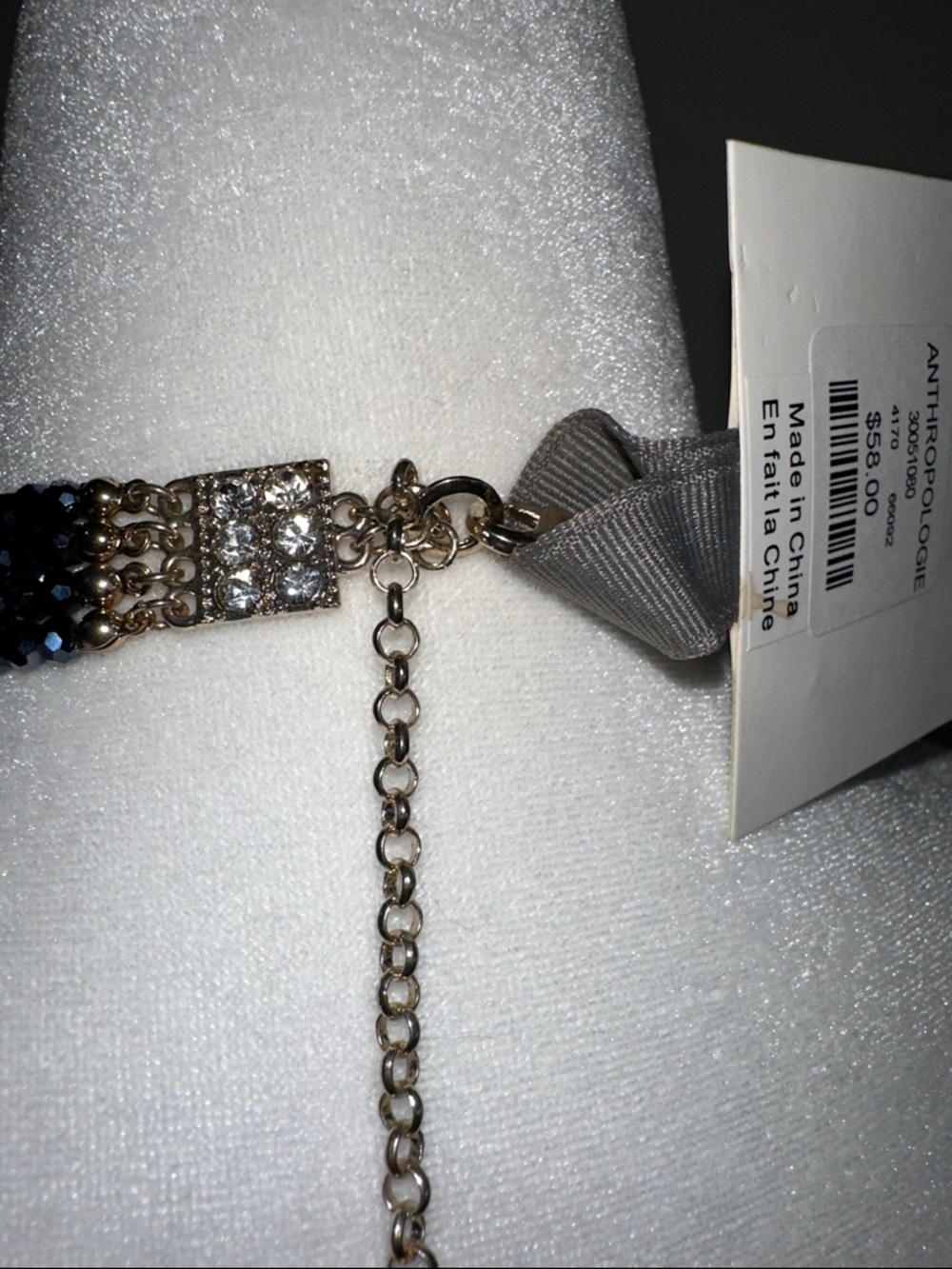 Anthropologie Gold and Blue Crystal Medallion Necklace - Picture 9 of 10